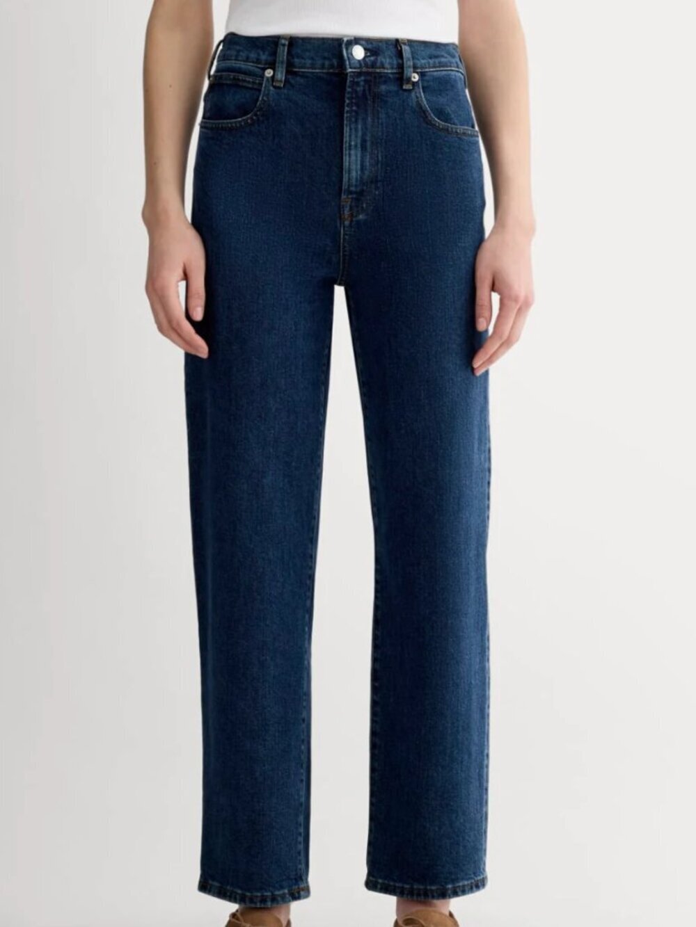 Everlane Way High Jeans Size 24 Indigo Blue Denim Organic Cotton Straight Leg